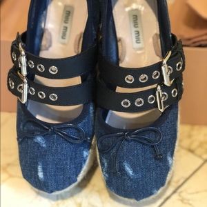 MIU MIU - SATIN ESPADRILLES WITH BELTS